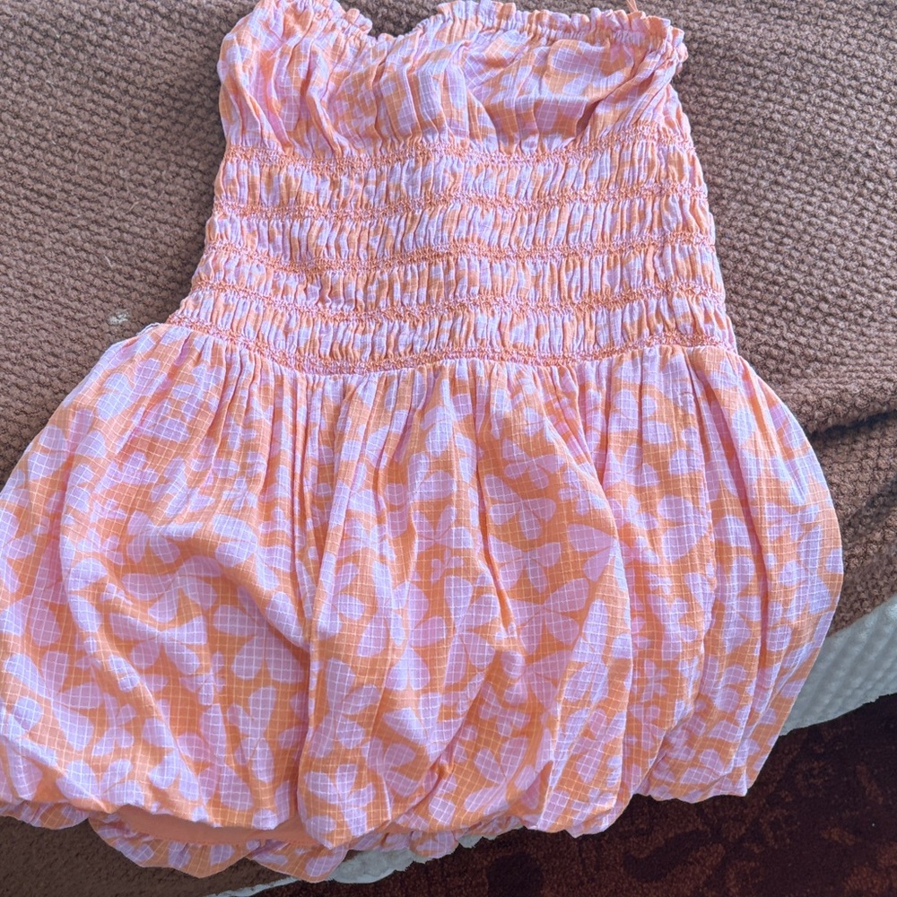 Free People Pink and White Mini Dress
